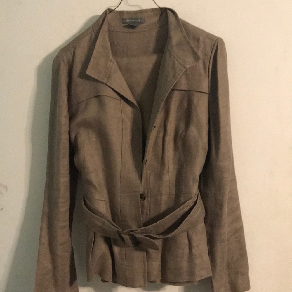 Vintage Anne Taylor tan two piece pantsuit